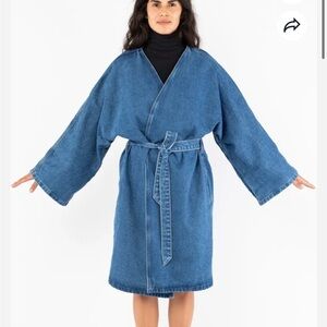 RARE - LOS ANGELES APPAREL OVERSIZED DENIM WRAP COAT